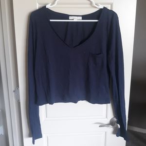 Navy Blue V-Neck Long Sleeve